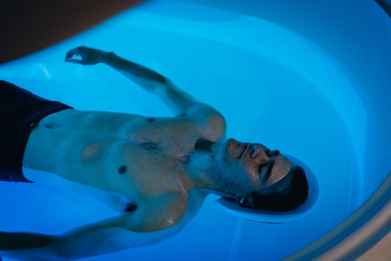 A man taking float therapy at Float Lab Perth